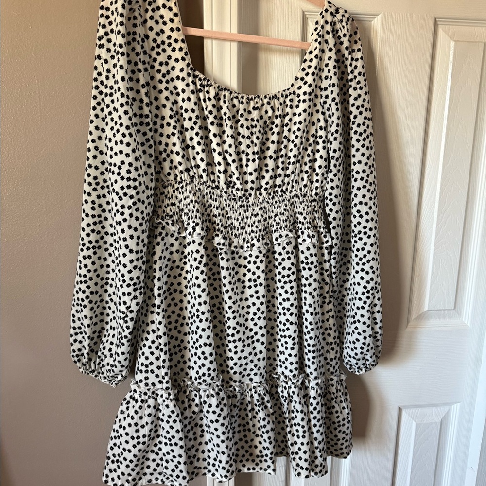 Missguided+ Black and White Bishop Sleeve Sundress